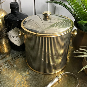 Art Deco Brass Ice Bucket with Tongs #A1