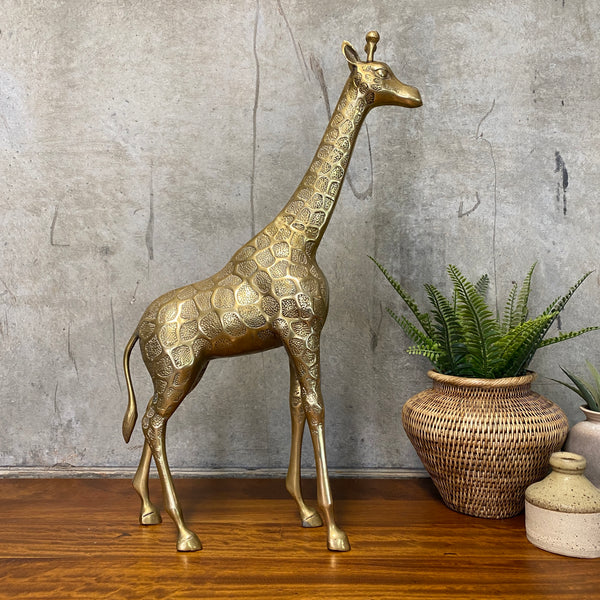 HUGE Vintage Mid Century Brass Giraffe