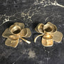 Mid Century Brass Four Leaf Clover Candlesticks