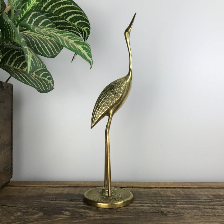 Vintage Brass Crane Ornament (tall)