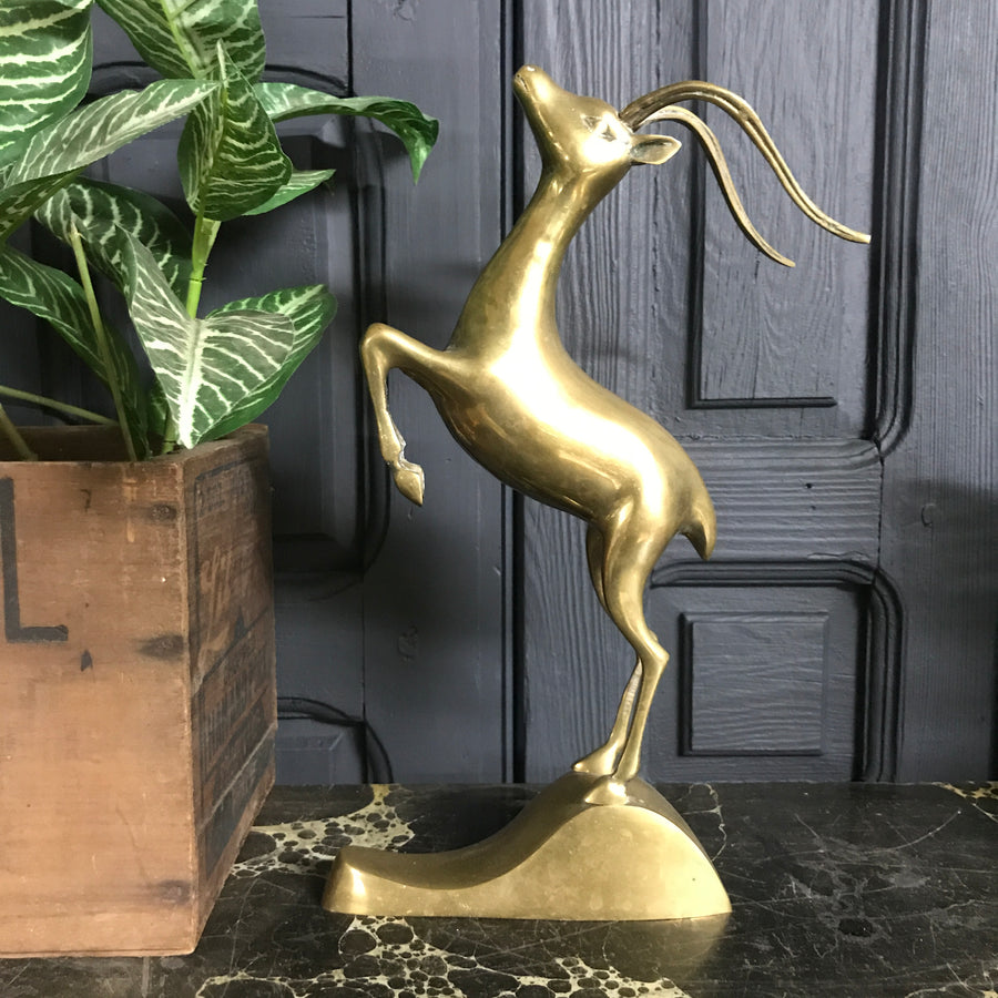 Large Vintage Brass Deer Ornament #1