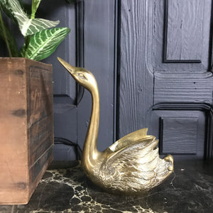 Mid Century Brass Swan Planter #A1