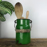 Vintage Enamel Milk Storage Can - Green