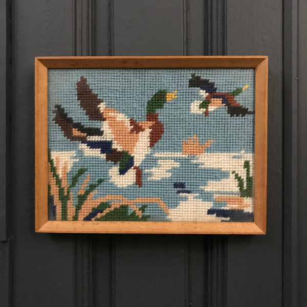 Vintage Needlework of Flying Ducks