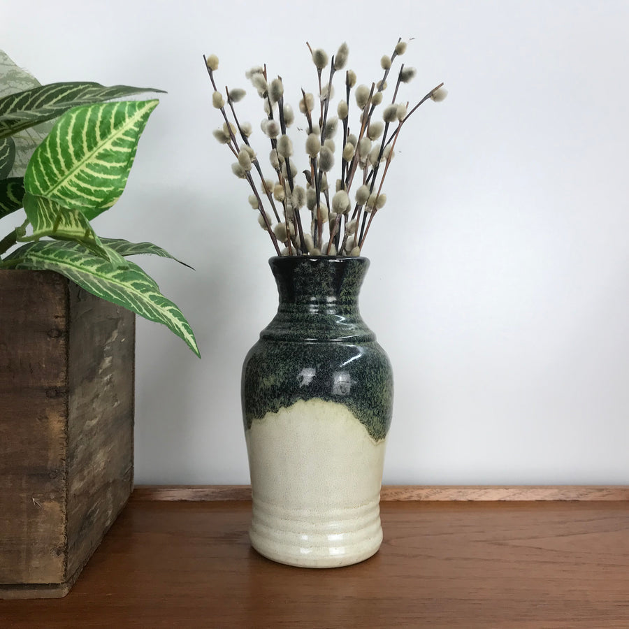 Mid Century West German Green/Cream Vase A2