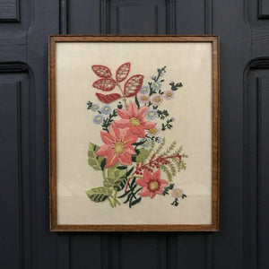 Vintage Floral Needlework Framed