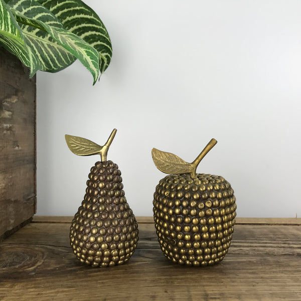 Vintage Studded Brass Apple & Pear #A11