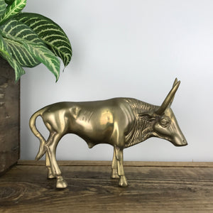 Large Mid Century Brass Bull