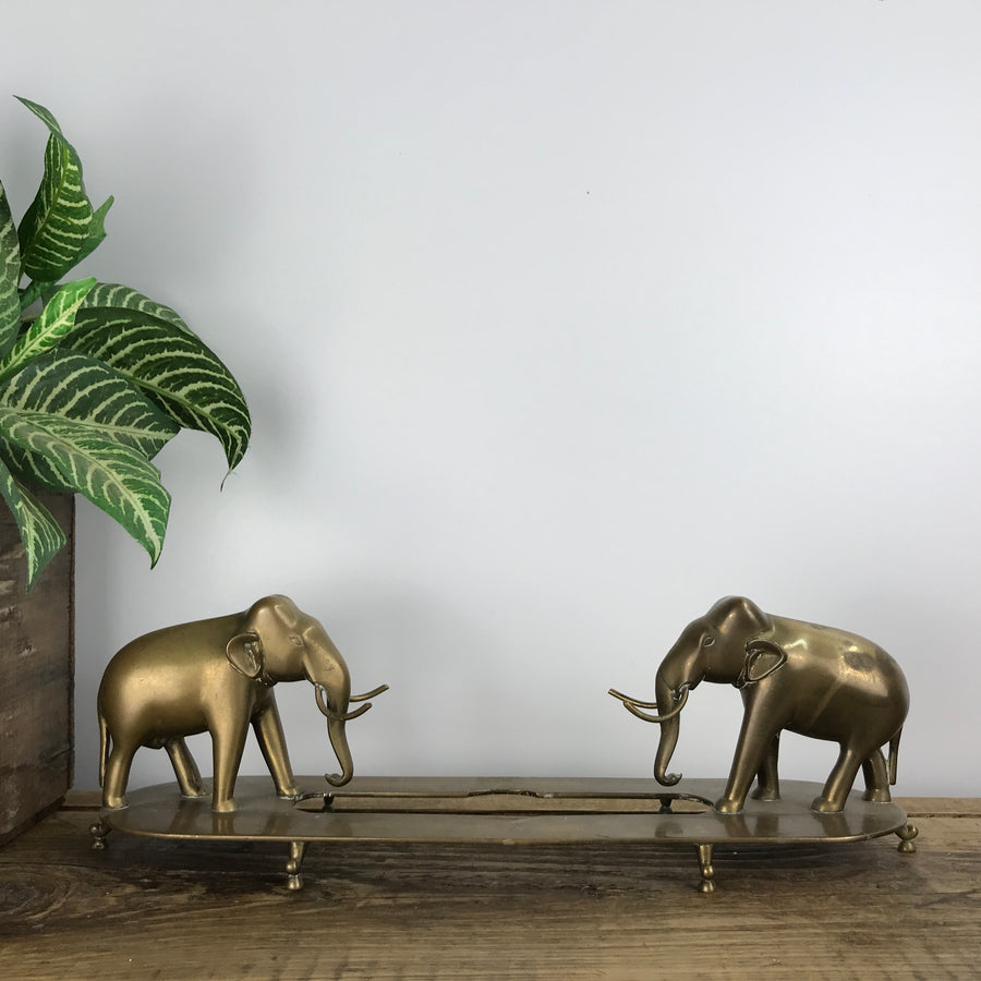 Mid Century Brass Elephants Bookshelf