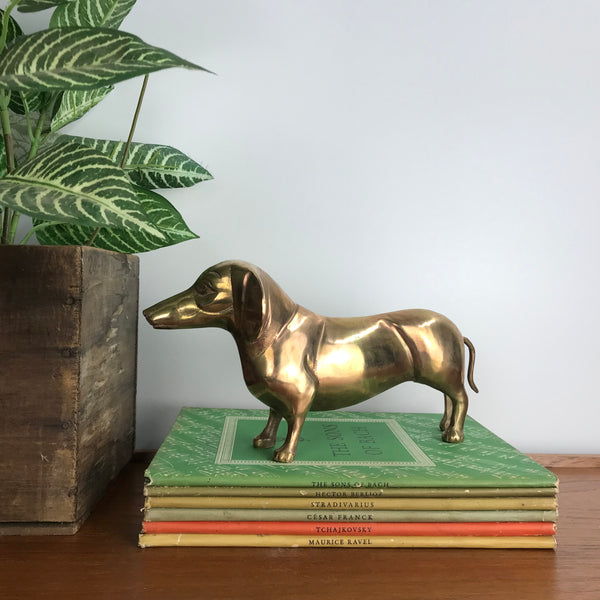 Vintage Mid Century Brass Dachshund A1