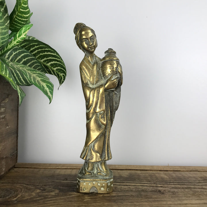Vintage Brass Oriental Lady Figurine #A11