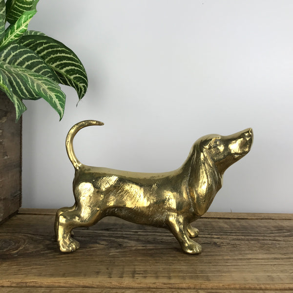 Mid Century Brass Basset Hound #A1