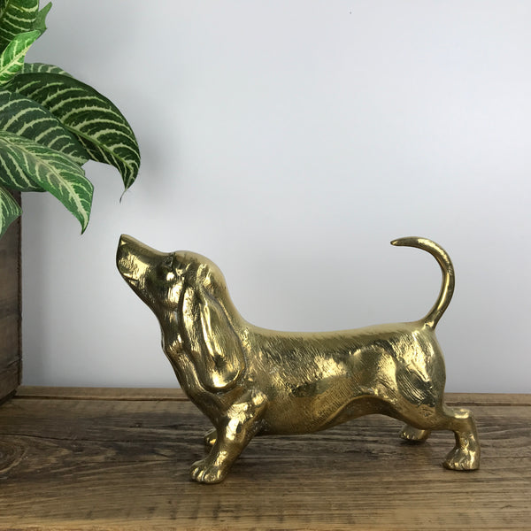Mid Century Brass Basset Hound #A1