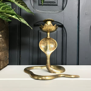 Vintage Brass Cobra Candlestick - Large