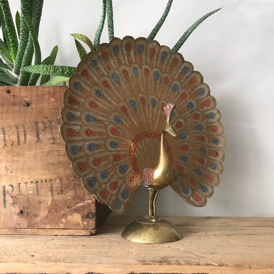 Vintage Brass Peacock Ornament