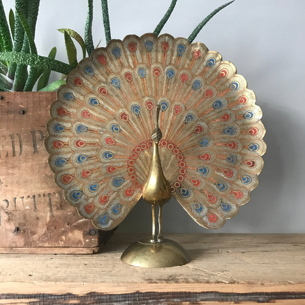 Vintage Brass Peacock Ornament