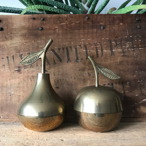Vintage Brass Apple & Pear Trinket Boxes