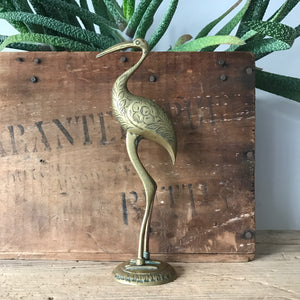 Vintage Brass Engraved Flamingo