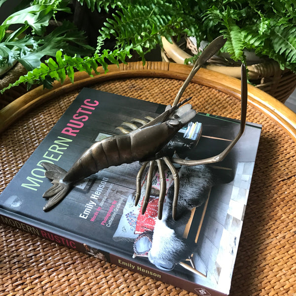 Mid Century Brass Lobster ornament or wall art