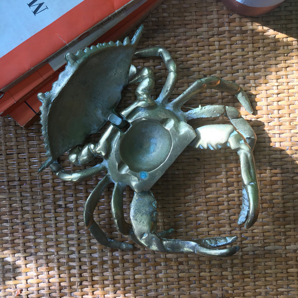 Mid Century Brass Crab Trinket Box / Ornament