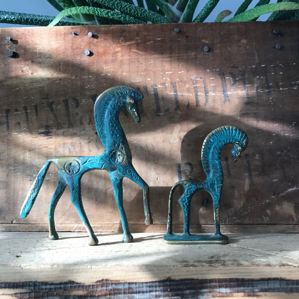 A Pair of Vintage Bronze 'Horse' Ornaments