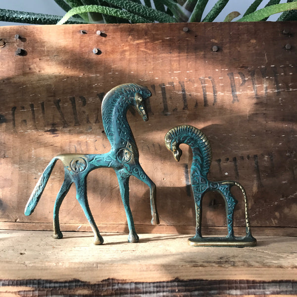 A Pair of Vintage Bronze 'Horse' Ornaments