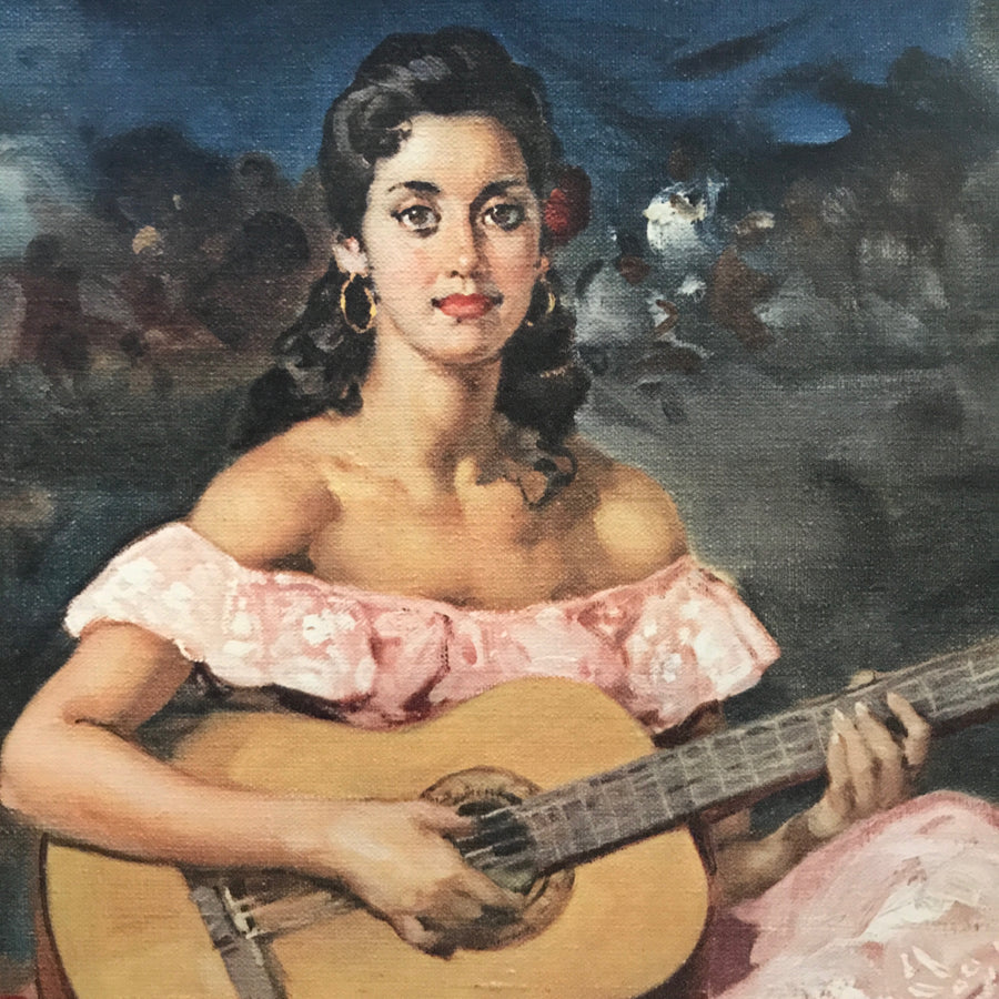 Mid Century 'Flamenco Lady' Framed Print #A1