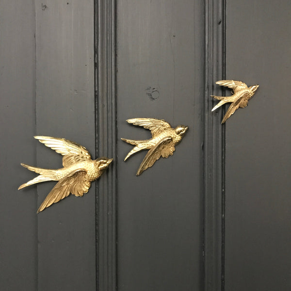 Brass Mid Century Flying Swallows #A3