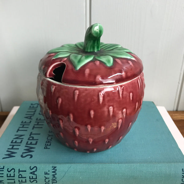 Vintage Ceramic Strawberry Preserve Pot #A11