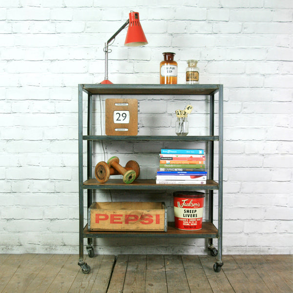 Industrial steel factory shelving rack/trolley