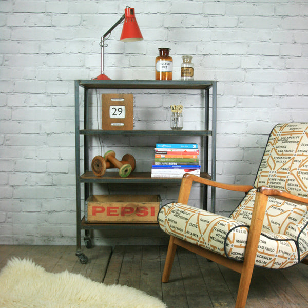 Industrial steel factory shelving rack/trolley