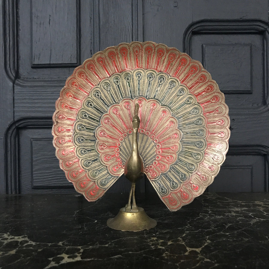 Vintage Brass Peacock Ornament (Medium) #A1