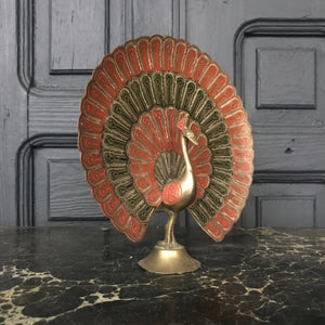 Vintage Brass Peacock Ornament (Medium) #A1