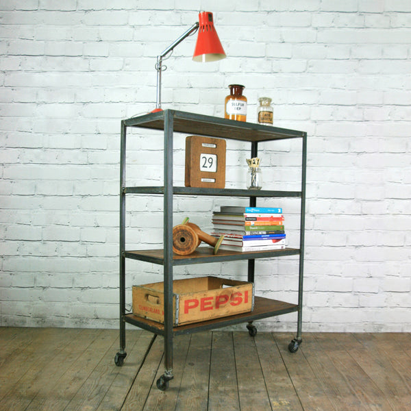 Industrial steel factory shelving rack/trolley