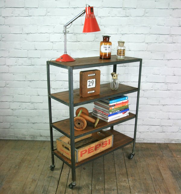 Industrial steel factory shelving rack/trolley