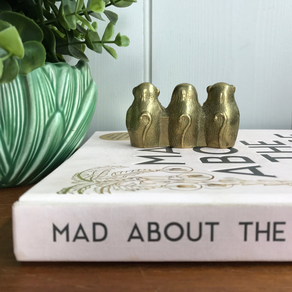 Vintage Brass Three Wise Monkeys #A1