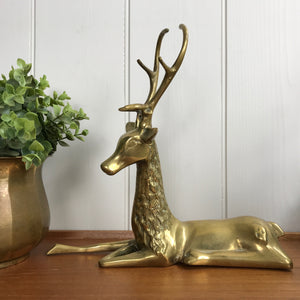 Large Mid Century Brass Deer / Stag