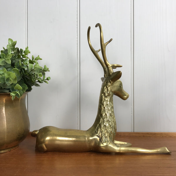 Large Mid Century Brass Deer / Stag