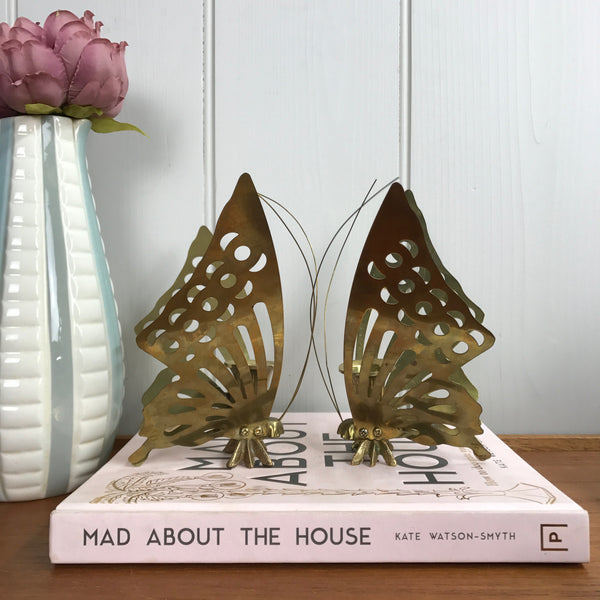 Pair of Brass Mid Century Butterfly Candlesticks