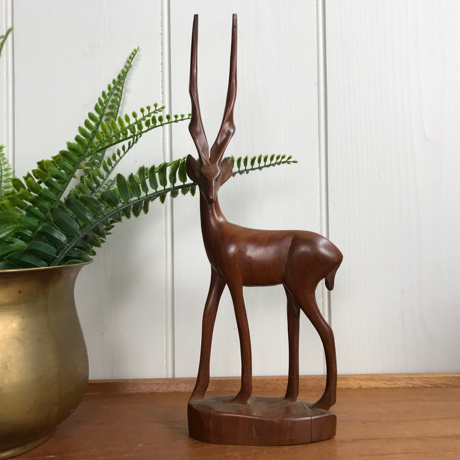 Mid Century Wooden Carved Deer/Antelope #A11
