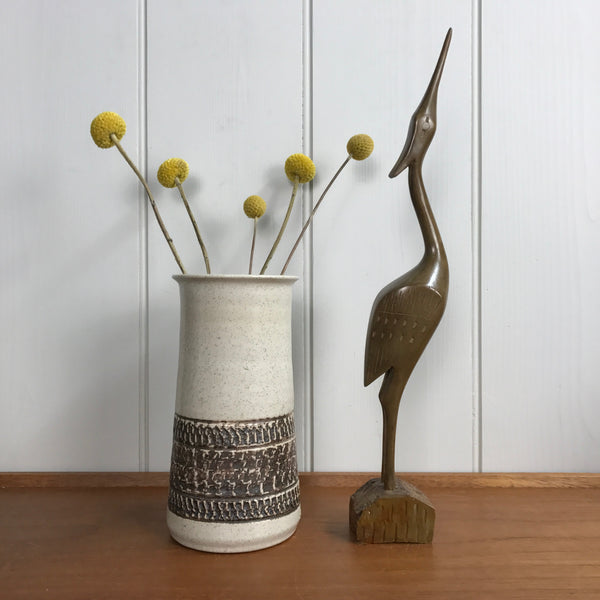 Mid Century Wooden Carved Crane A11