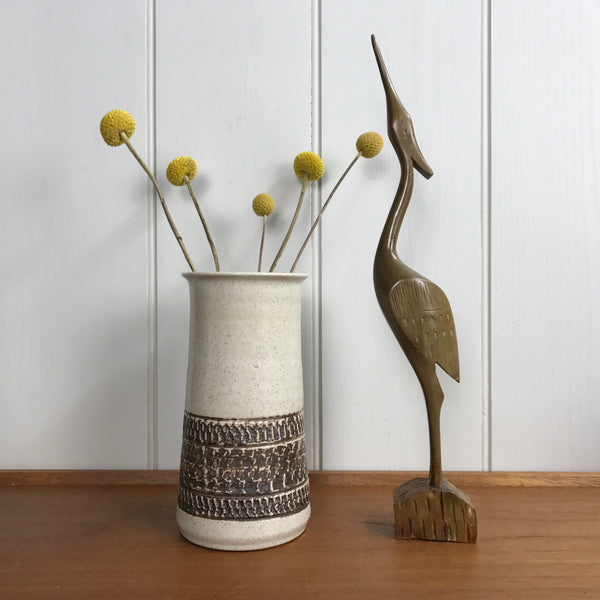 Mid Century Wooden Carved Crane A11