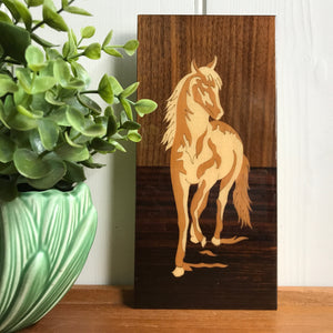 Vintage 'Horse' Inlaid Wall Plaque #Small