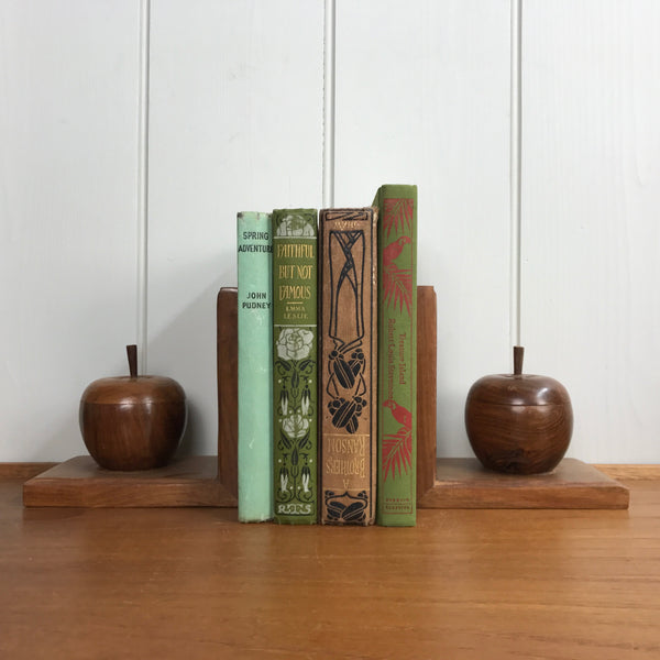 Vintage Teak Apple Bookends