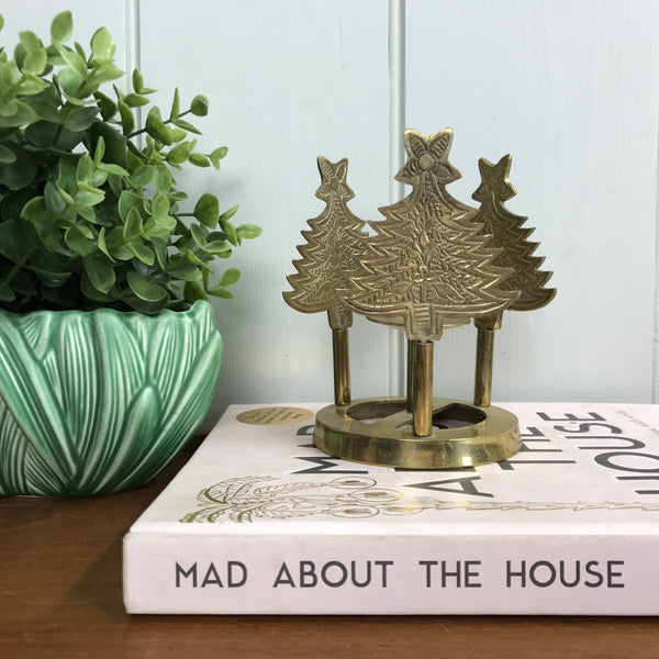 Vintage Brass Christmas Tree Candle Holder