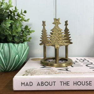 Vintage Brass Christmas Tree Candle Holder