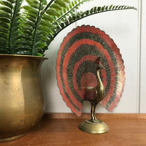 Mid Century Brass Peacock Ornament #A11
