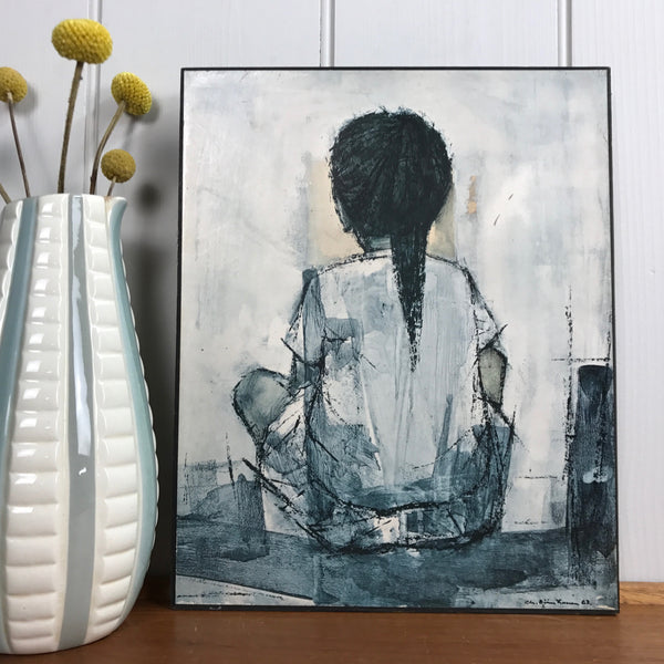 Mid Century Danish Abstract Print on Board #2