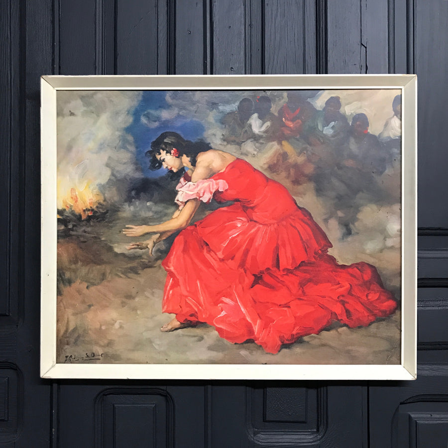 Mid Century 'Fire Dancer' Framed Print #A1