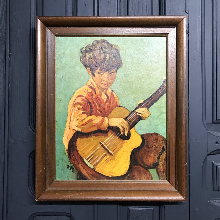 Mid Century 'Guitar Boy' Framed Print